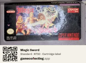 Magic Sword Super Nintendo Entertainment System, NTSC cartridge label