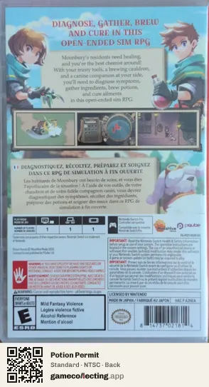 Potion Permit Nintendo Switch, NTSC box back