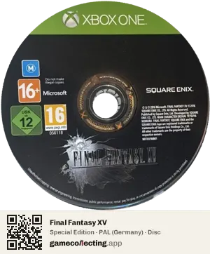 Final Fantasy XV Xbox One, PAL disc