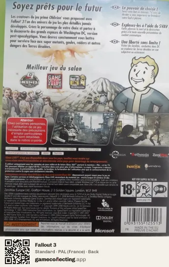 Fallout 3 Xbox 360, France box back