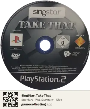 SingStar: Take That PlayStation 2, PAL disc