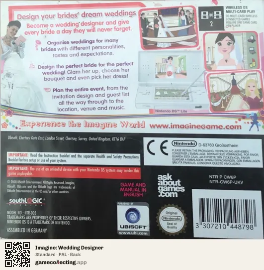 Imagine: Wedding Designer Nintendo DS, PAL box back