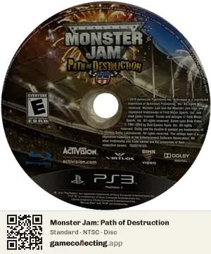 Monster Jam: Path of Destruction PlayStation 3, NTSC disc