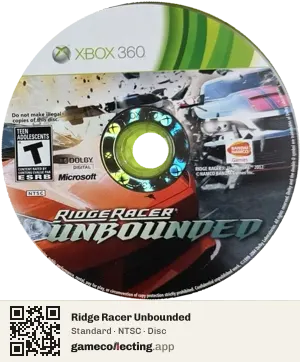 Ridge Racer Unbounded Xbox 360, NTSC disc