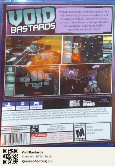Void Bastards PlayStation 4, NTSC box back