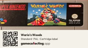 Wario's Woods Super Nintendo Entertainment System, PAL cartridge label