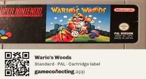 Wario's Woods Super Nintendo Entertainment System, PAL cartridge label