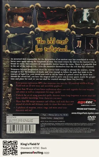 King's Field IV PlayStation 2, NTSC box back