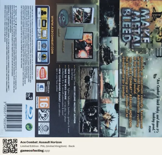 Ace Combat: Assault Horizon PlayStation 3, United Kingdom box back