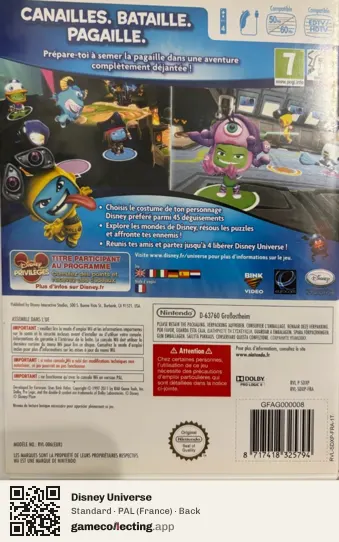 Disney Universe Nintendo Wii, France box back