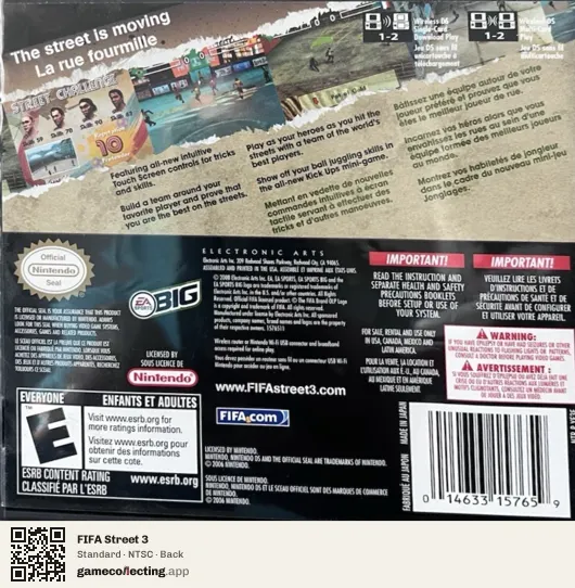 FIFA Street 3 Nintendo DS, NTSC box back