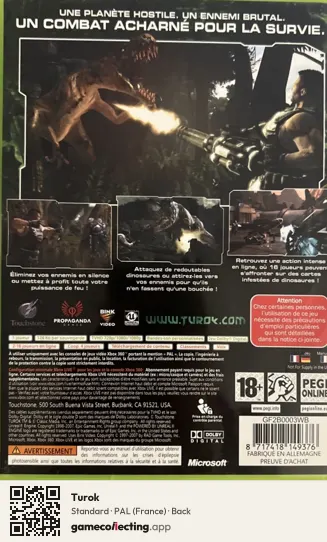 Turok Xbox 360, France box back