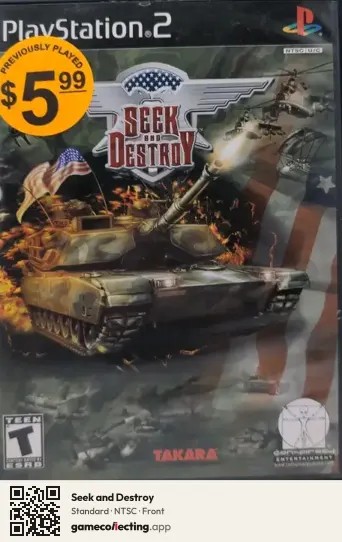 Seek and Destroy PlayStation 2, NTSC box front