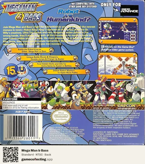 Mega Man & Bass Game Boy Advance, NTSC box back
