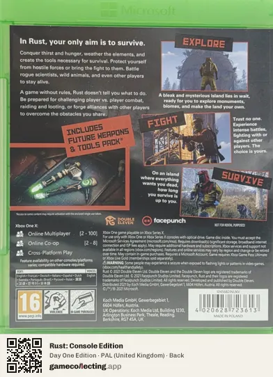 Rust: Console Edition Xbox One, United Kingdom box back
