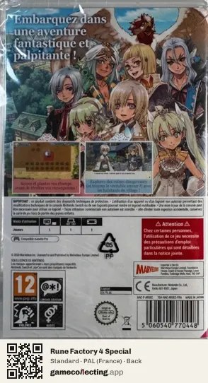 Rune Factory 4 Special Nintendo Switch, France box back