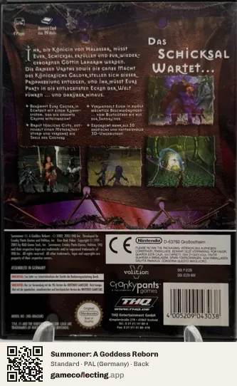 Summoner: A Goddess Reborn Nintendo GameCube, Germany box back
