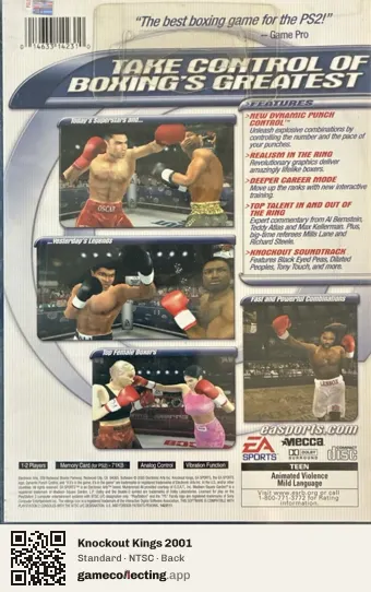 Knockout Kings 2001 PlayStation 2, NTSC box back