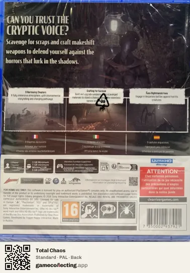 Total Chaos PlayStation 5, PAL box back