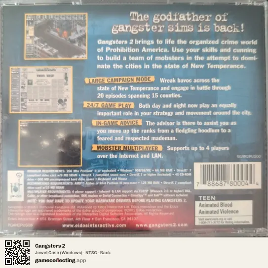Gangsters 2 Computer, NTSC box back