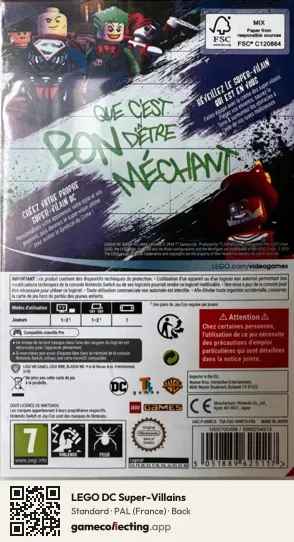 LEGO DC Super-Villains Nintendo Switch, France box back