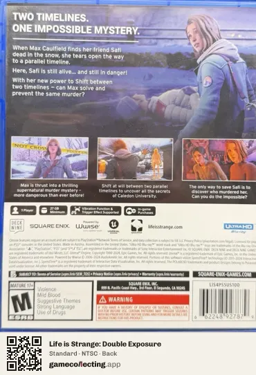 Life is Strange: Double Exposure PlayStation 5, NTSC box back