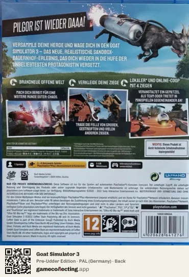 Goat Simulator 3 PlayStation 5, Germany box back