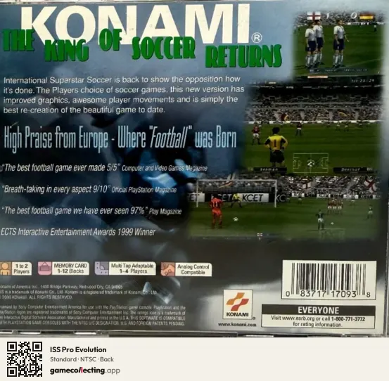ISS Pro Evolution PlayStation, NTSC box back