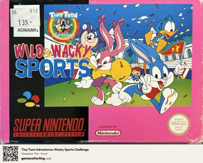 Tiny Toon Adventures: Wacky Sports Challenge Super Nintendo Entertainment System, PAL box front