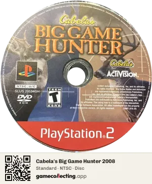 Cabela's Big Game Hunter 2008 PlayStation 2, NTSC disc