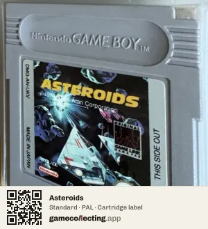 Asteroids Game Boy, PAL cartridge label