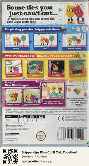 Snipperclips Plus: Cut It Out, Together! Nintendo Switch, PAL box back