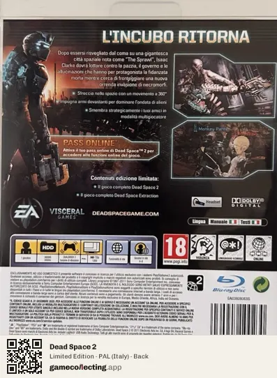 Dead Space 2 PlayStation 3, Italy box back