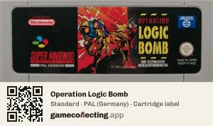 Operation Logic Bomb Super Nintendo Entertainment System, PAL cartridge label