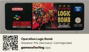 Operation Logic Bomb Super Nintendo Entertainment System, PAL cartridge label