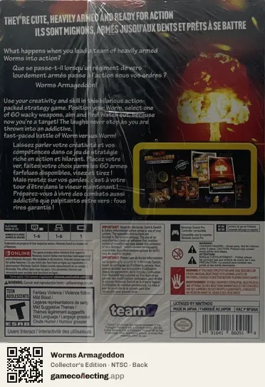 Worms Armageddon Nintendo Switch, NTSC box back