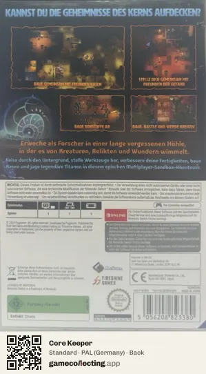 Core Keeper Nintendo Switch, Germany box back