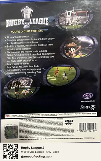 Rugby League 2 PlayStation 2, PAL box back