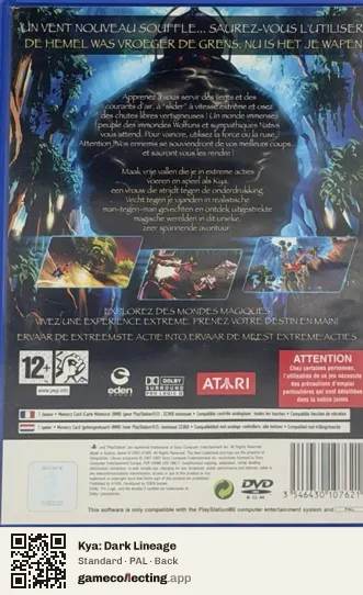Kya: Dark Lineage PlayStation 2, PAL box back