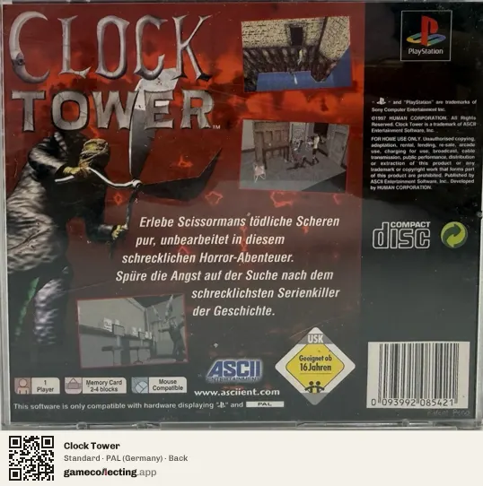 Clock Tower PlayStation, Germany box back