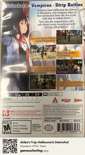 Akiba's Trip: Hellbound & Debriefed Nintendo Switch, NTSC box back