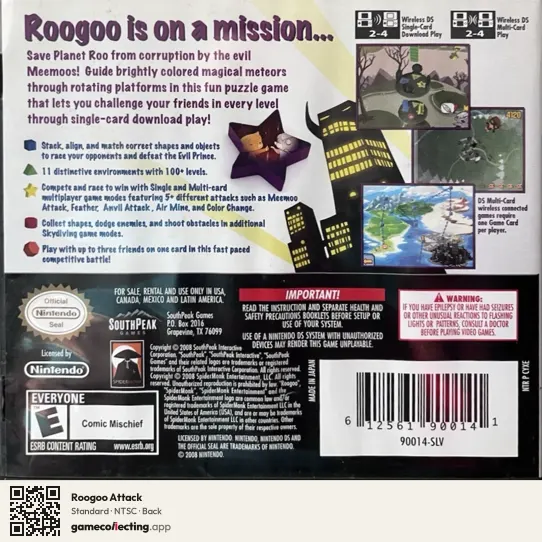 Roogoo Attack Nintendo DS, NTSC box back