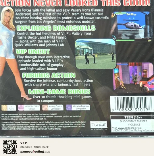 V.I.P. PlayStation, NTSC box back