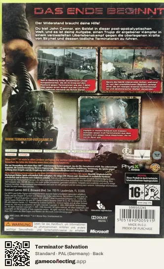 Terminator Salvation Xbox 360, Germany box back