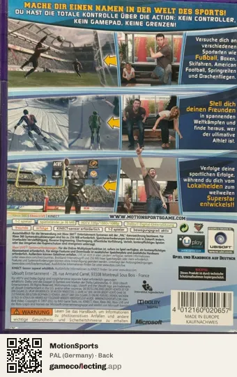 MotionSports Xbox 360, Germany box back
