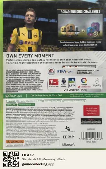 FIFA 17 Xbox 360, Germany box back