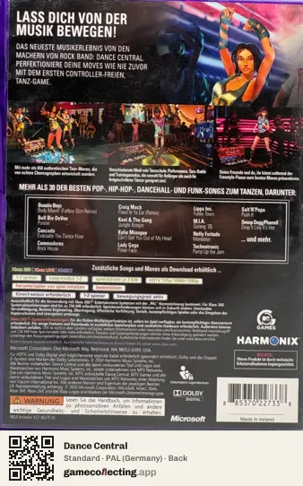 Dance Central Xbox 360, Germany box back
