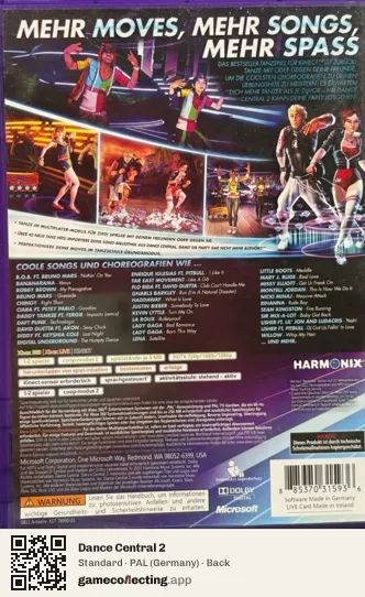 Dance Central 2 Xbox 360, Germany box back