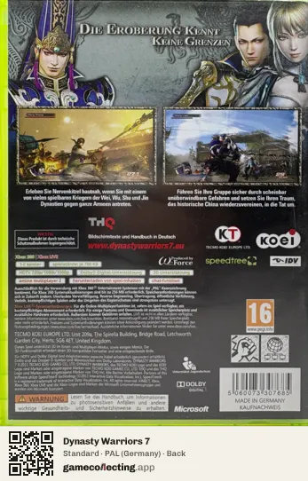 Dynasty Warriors 7 Xbox 360, Germany box back