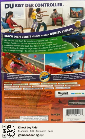 Kinect Joy Ride Xbox 360, Germany box back